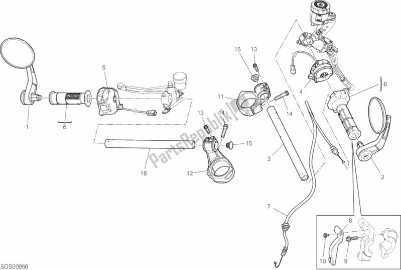 Alle onderdelen voor de Stuur van de Ducati Scrambler Cafe Racer Thailand 803 2020